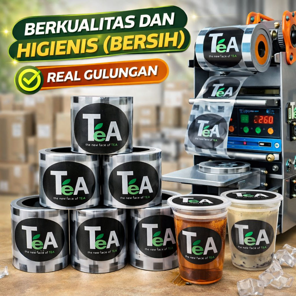 Seal Cup Plastik Motif Tea Hitam 1200 & 2000 Cup | Tutup gelas teh | kopi / gelas plastik | Lid Seal