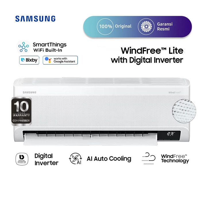 SAMSUNG WindFree Lite AC Inverter 1PK AR10CYFAAWKNSE / AR10CYFAAWKXSE Fast AI Auto Cooling 4-Way Aut