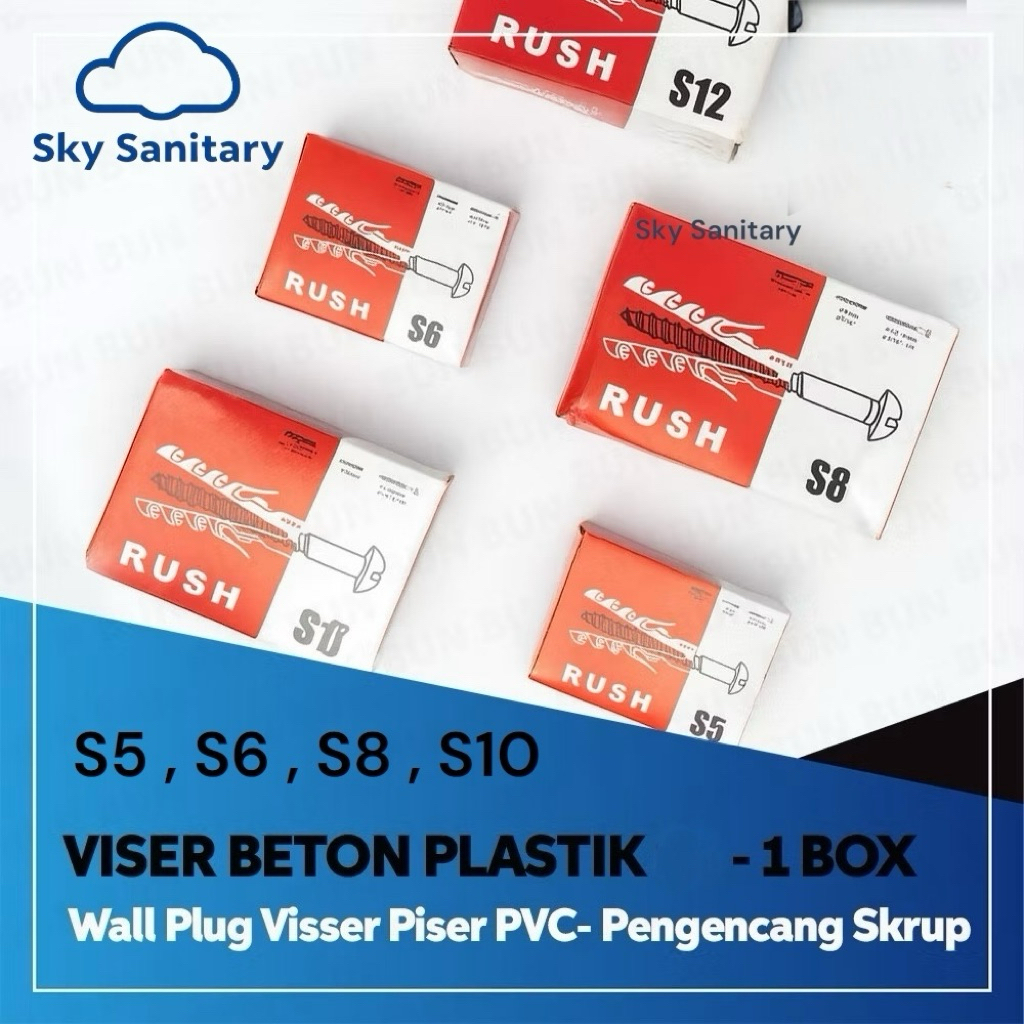 [ PER KOTAK] FISHER Sekrup Tembok Skrup Angkur Set Komplit Penahan Baut Tanam S5 S6 S8 S10 Wall Plug
