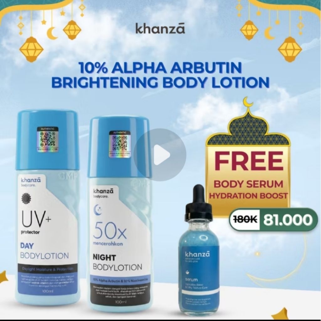 Paket bodycare LN KHANZA premium 50x mencerahkan (day+night+serum)ready
