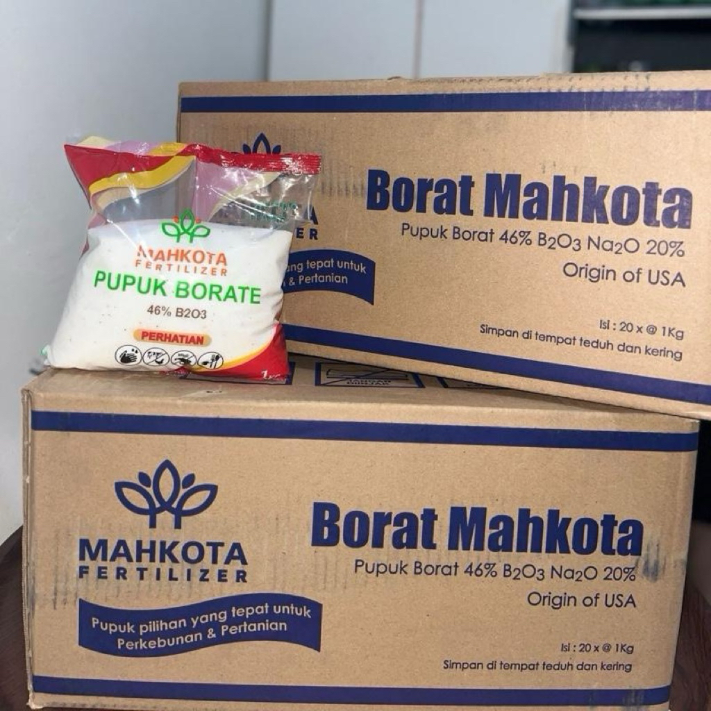 Pupuk Boron Borate Mahkota 1 Dus 20 Pcs x 1Kg – Untuk Sawit, Padi, Cabai, Tomat & Buah