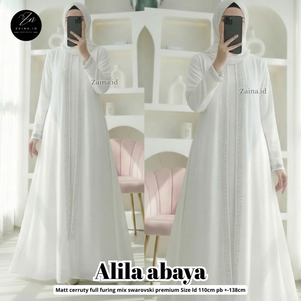 100% ORI Alila abaya dress - White syari by rins | Fatimah syari. Azizah syari. Arabelle syari by ri