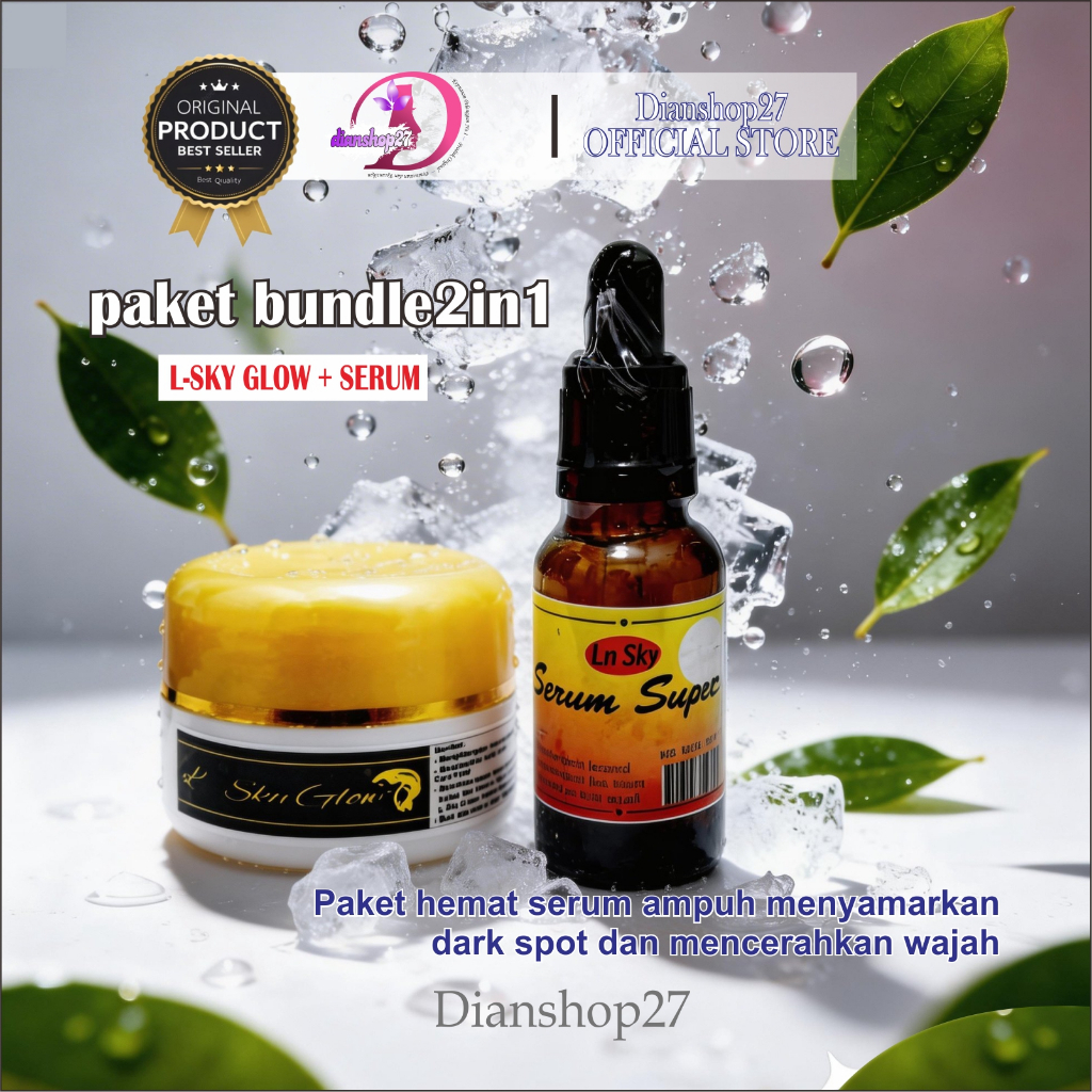 LINSKY - PAKET BUNDLING 2PCS CREAM LINSKY / L-SKY GLOW + SERUM ORI PEMUTIH WAJAH  AMPUH / serum anti