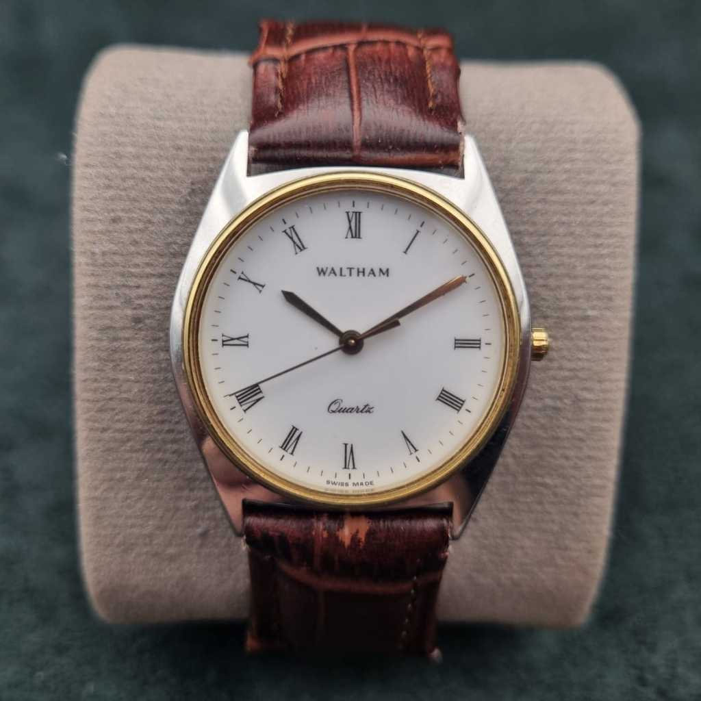 Waltham Quartz Classic Roman Index White Dial Jam Tangan Pria Wanita Original Ori Bekas