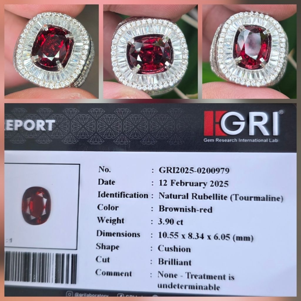 Batu Natural HQ Red Rubellite Tourmaline Memo 3.90 crt