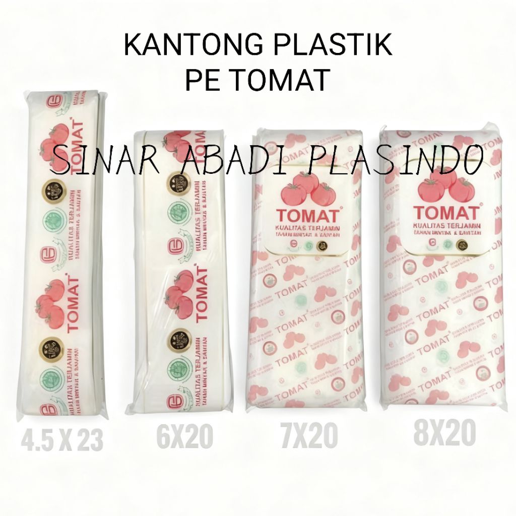 Kantong Plastik PE  Uk 9X2 - 4,5X23, Kantong Plastik Tomat/Plastik bening/Plastik Es