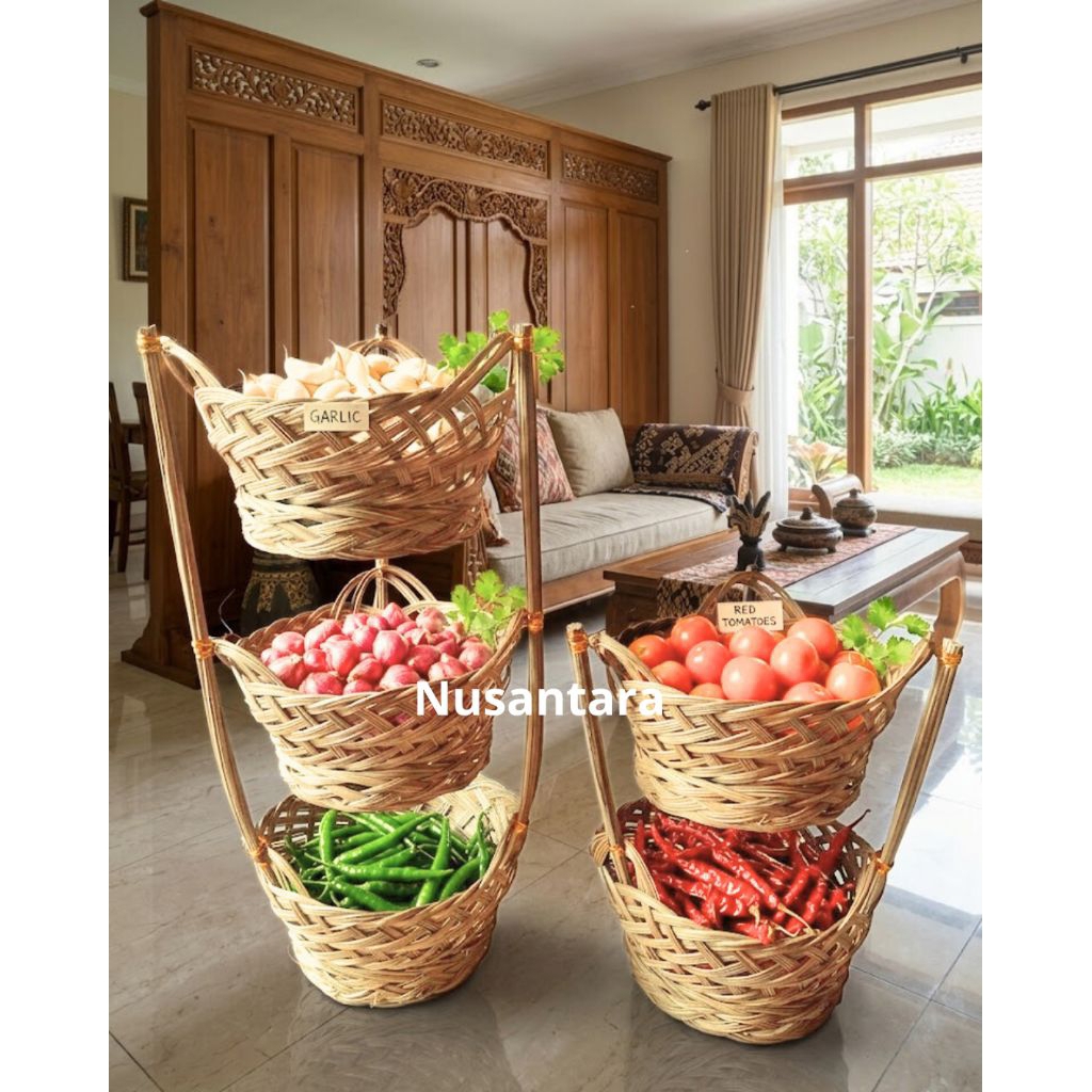 Rak Bawang Bumbu Dapur 3 susun aesthetic RAK BUMBU DAPUR SUSUN