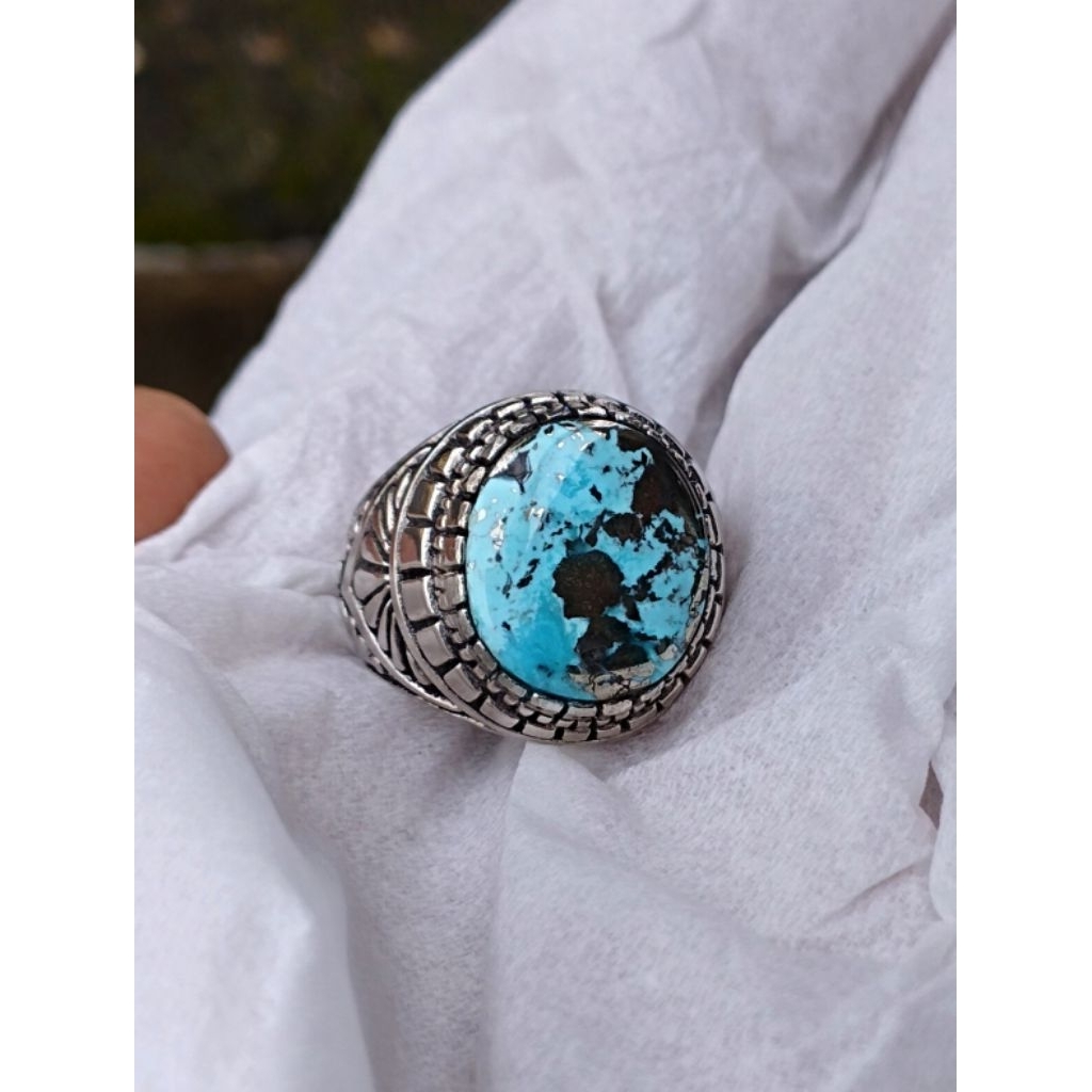 natural pirus Persia serat perak unik antik