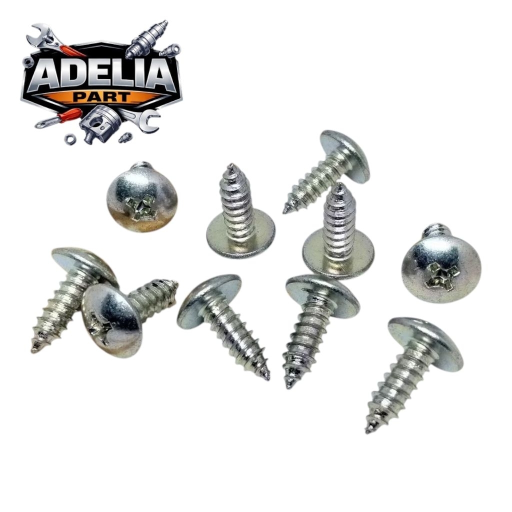 Baut Skrup M6x16 Drat kasar Baut 10 Kunci Obeng