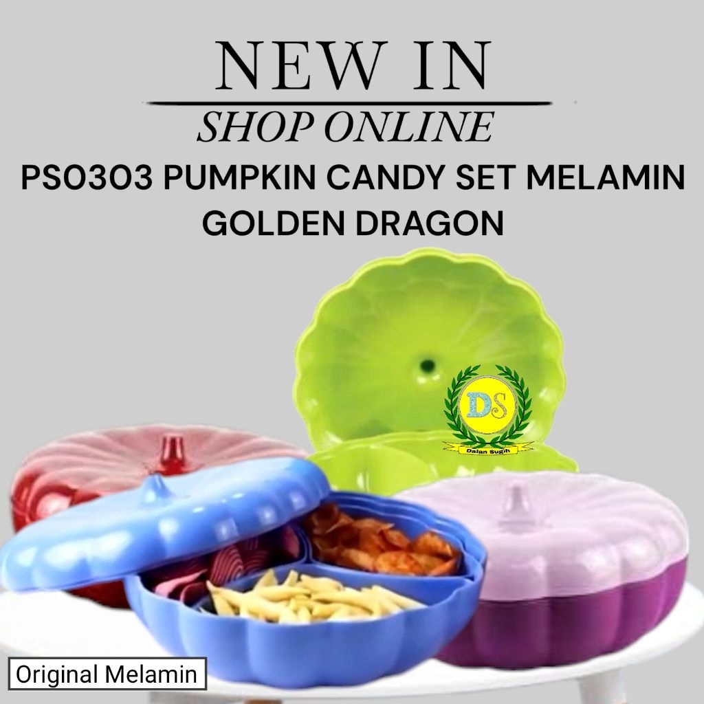 GARANSI PECAH & SUPER SAFETY PACKAGING Original Melamin PS0303 Pumpkin Candy Set Golden Dragon tempa