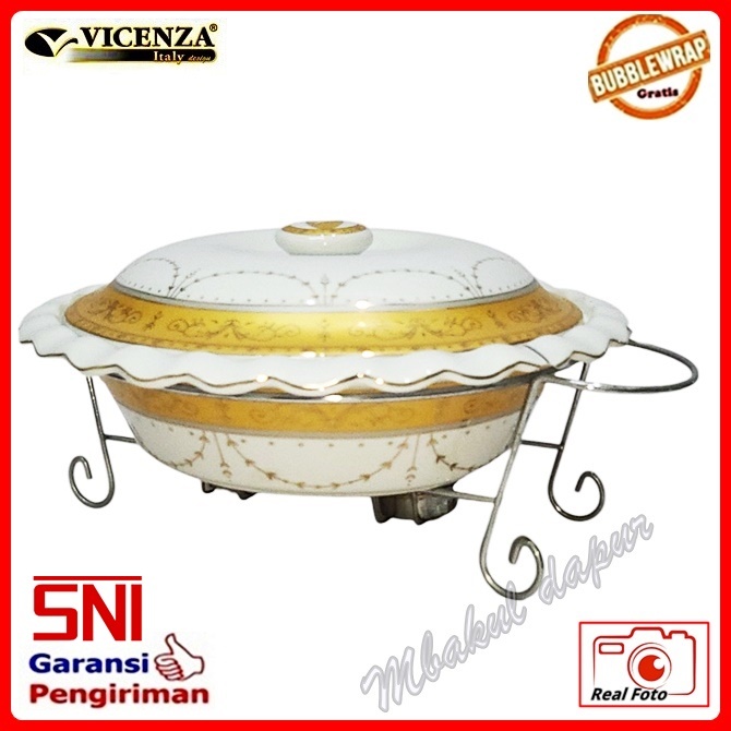 Prasmanan Wadah Saji Food Warmer Oval Keramik Porseilen Vicenza B 738