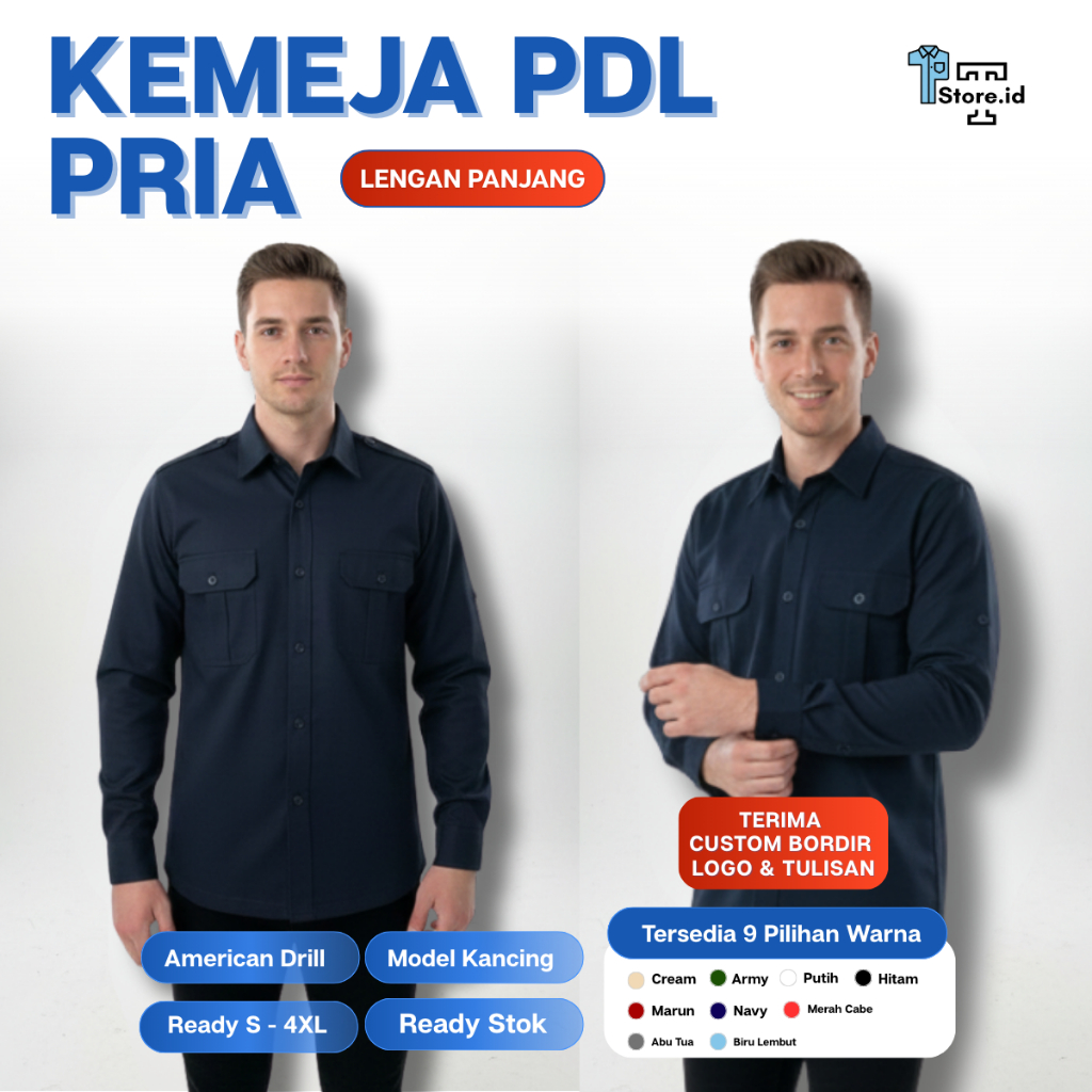 Baju Seragam PDL Pria dan Wanita/Seragam Kerja Kantoran/Baju PDL Custom Bordir/Baju Dinas PDL Putih
