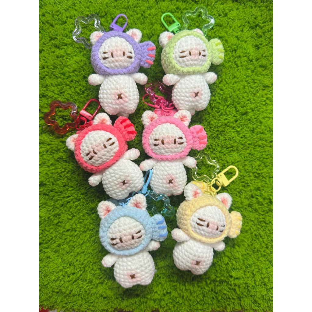 Amigurumi Mini keychain Taiyaki Cat | Crochet Taiyaki Cat | Bagcharm Taiyaki Cat