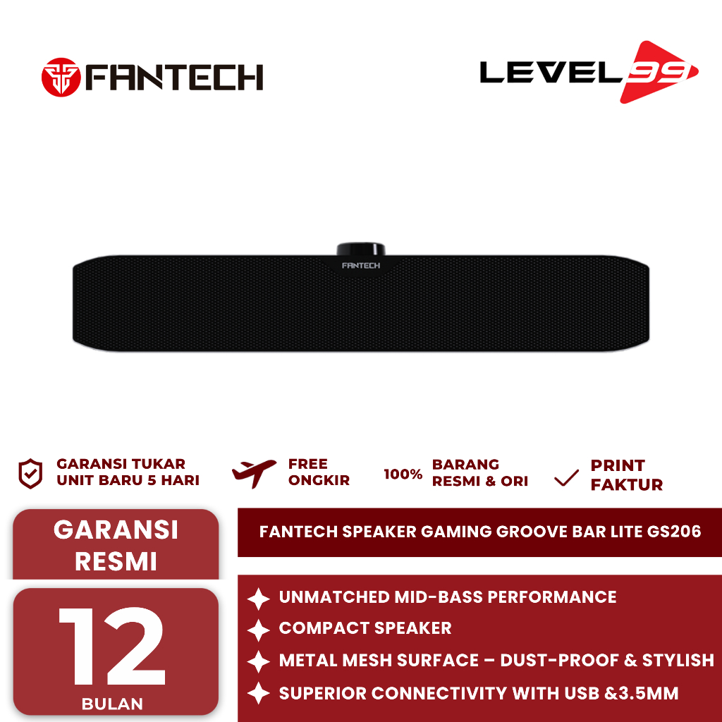Fantech Speaker Gaming Wired GROOVE BAR LITE GS206 Non RGB Mimimalist Super Bass Wired Mode