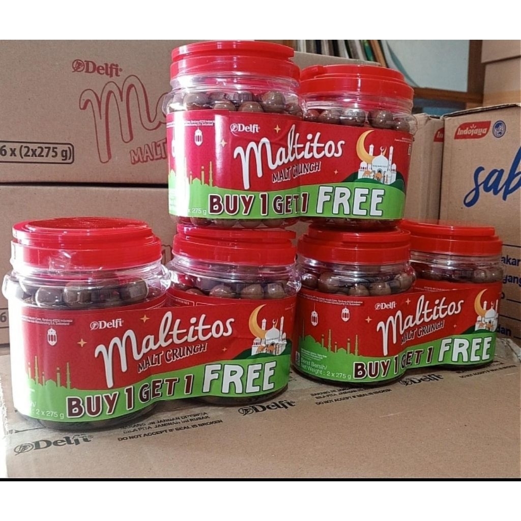 Delfi Maltitos Malt Crunch  1 paket isi 2 toples
