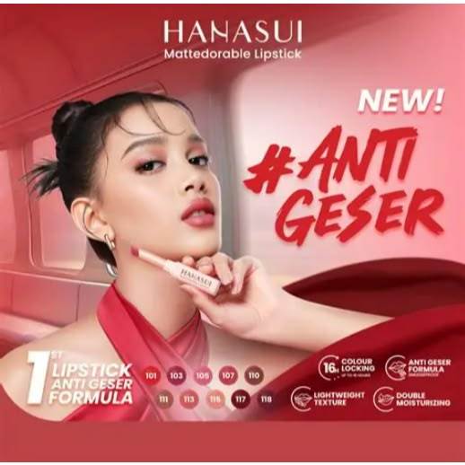 *DIN* Lipstik Matte Hanasui Mattedorable - Anti Geser, Tahan Lama, Melembabkan
