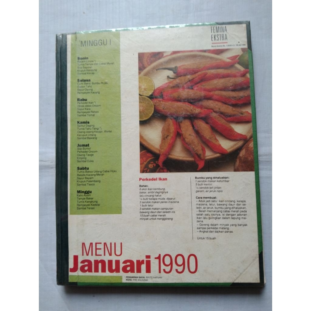 Buku Resep Masak Budle FEMINA EKSTRA MENU Sisipan Majalah Femina 1990 & 1991