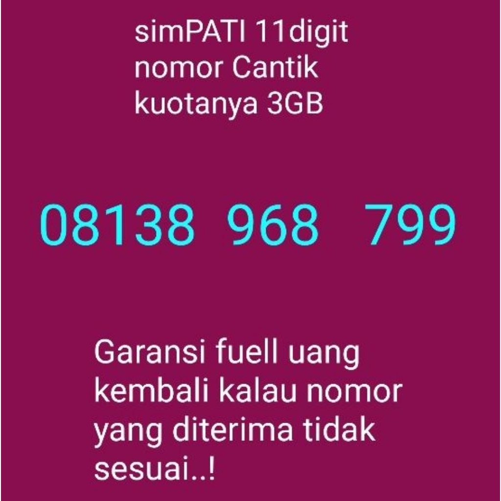 simPATI 11digit no cantik kuotanya 3GB