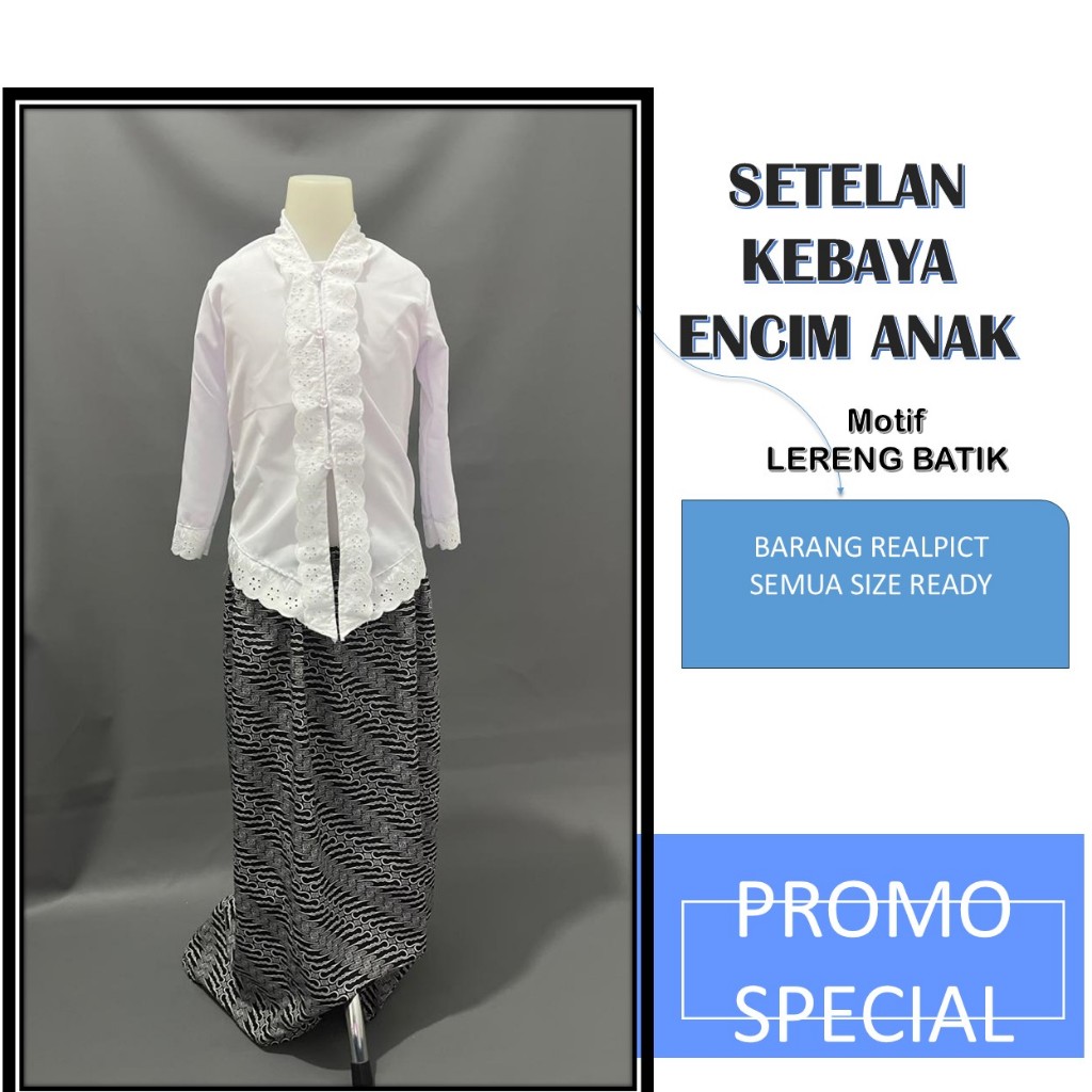 Setelan Kebaya Encim Anak SD SMP SMA- KEBAYA MOTIF LERENG