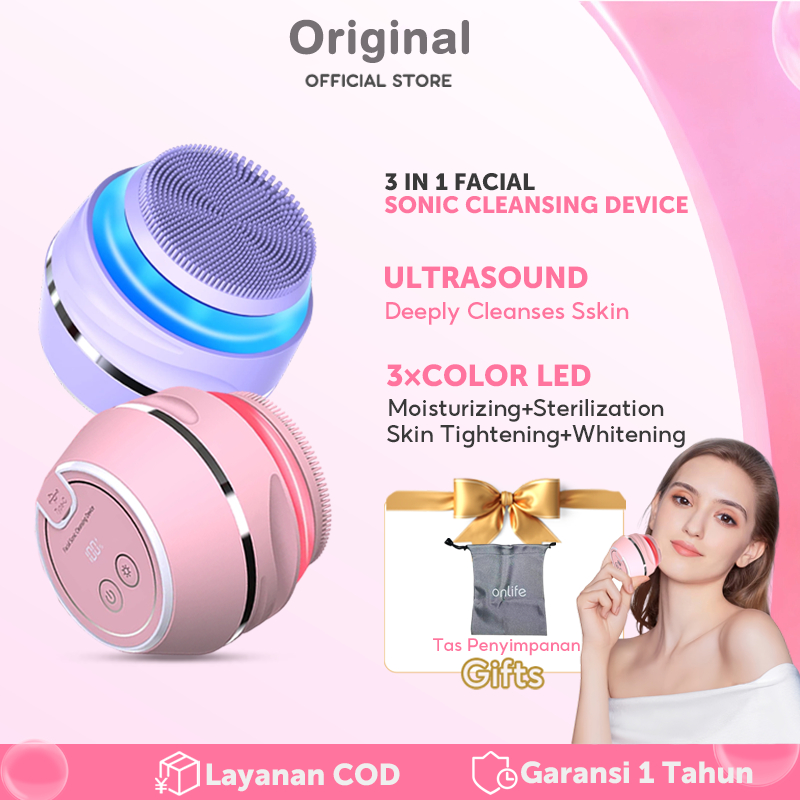 Onlife Sikat Cuci Muka Elektrik Alat Pembersih Wajah Waterproof Facial Sonic Deep Cleansing Brush