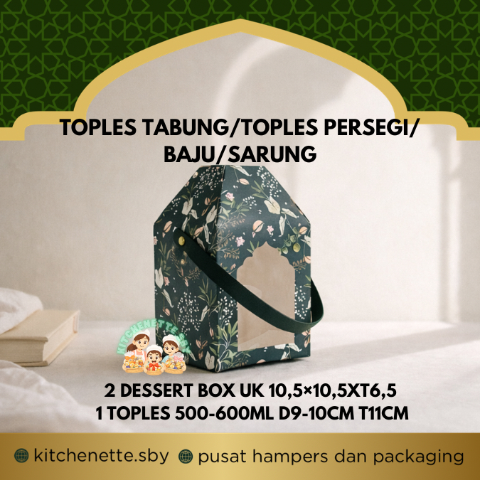 Box Lebaran Tas Lentera Bunga Hijau Idul Fitri dus toples kue kering kotak Hampes lebaran 1 Toples 5