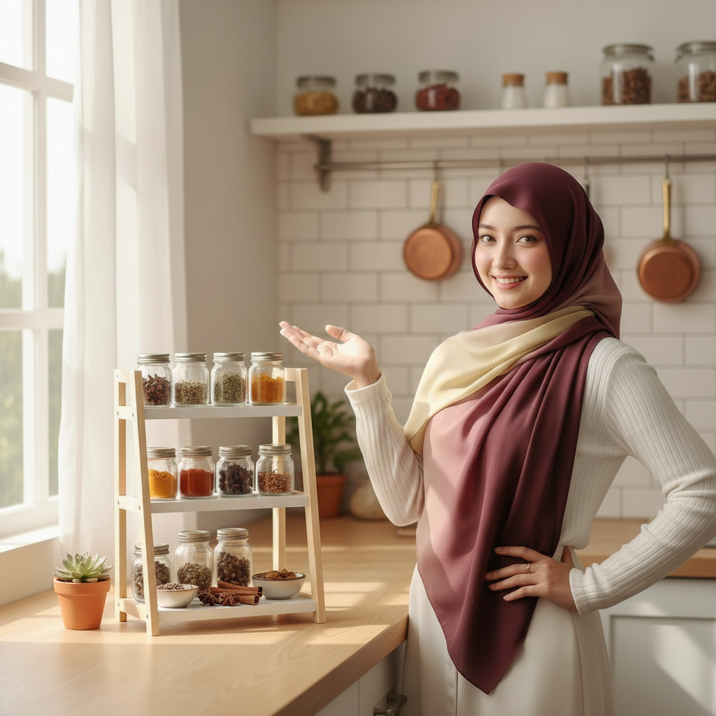 Rak Kayu Minimalis 3 Tingkat - Rak Meja Serbaguna Bumbu Estetik