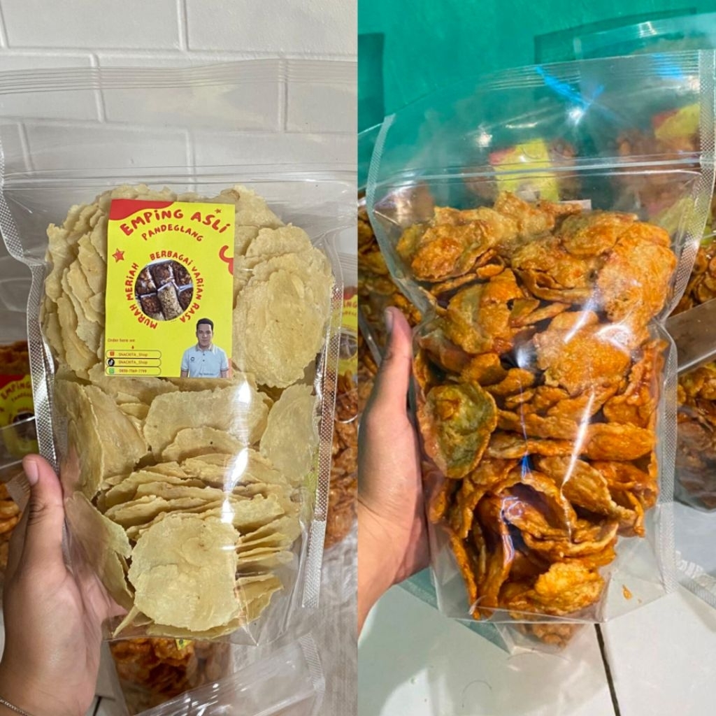 emping 2 rasa (emping mentah & balado pedas manis besar) 1 kg