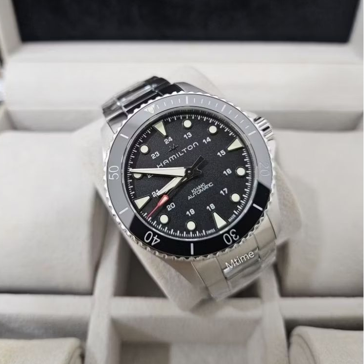 JAM HAMILTON KHAKI NAVY SCUBA CERAMIC BEZEL BLACK DIAL 42MM AUTOMATIC ORIGINAL