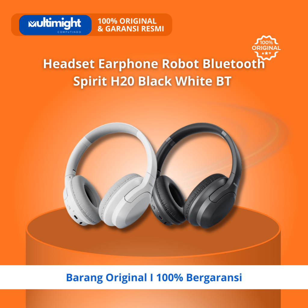 Headset Earphone Robot Bluetooth Spirit H20 Black White BT Ultra-Comfortable