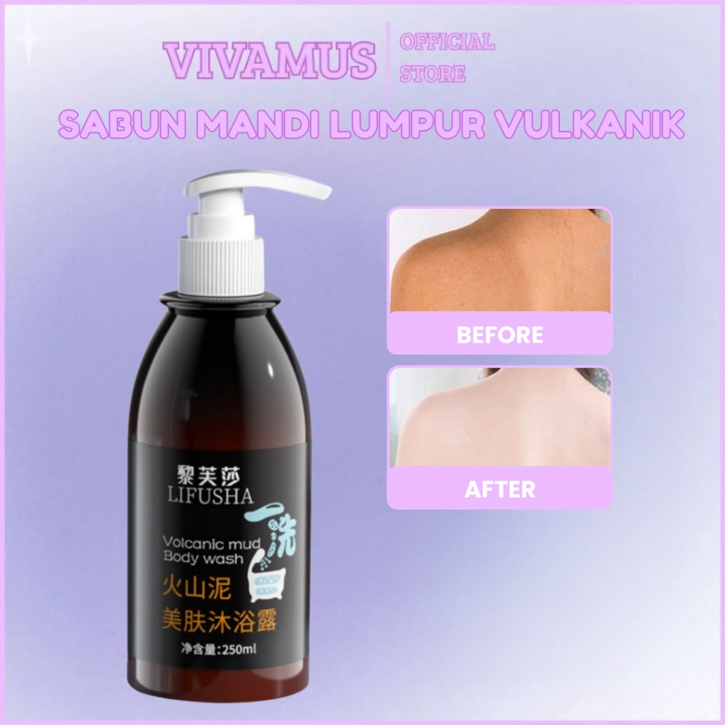 LIFUSHA Body Wash Volcanic Moisturizing Sabun Mandi Cair Pemutih & Mencerahkan Kulit 250ml SB078