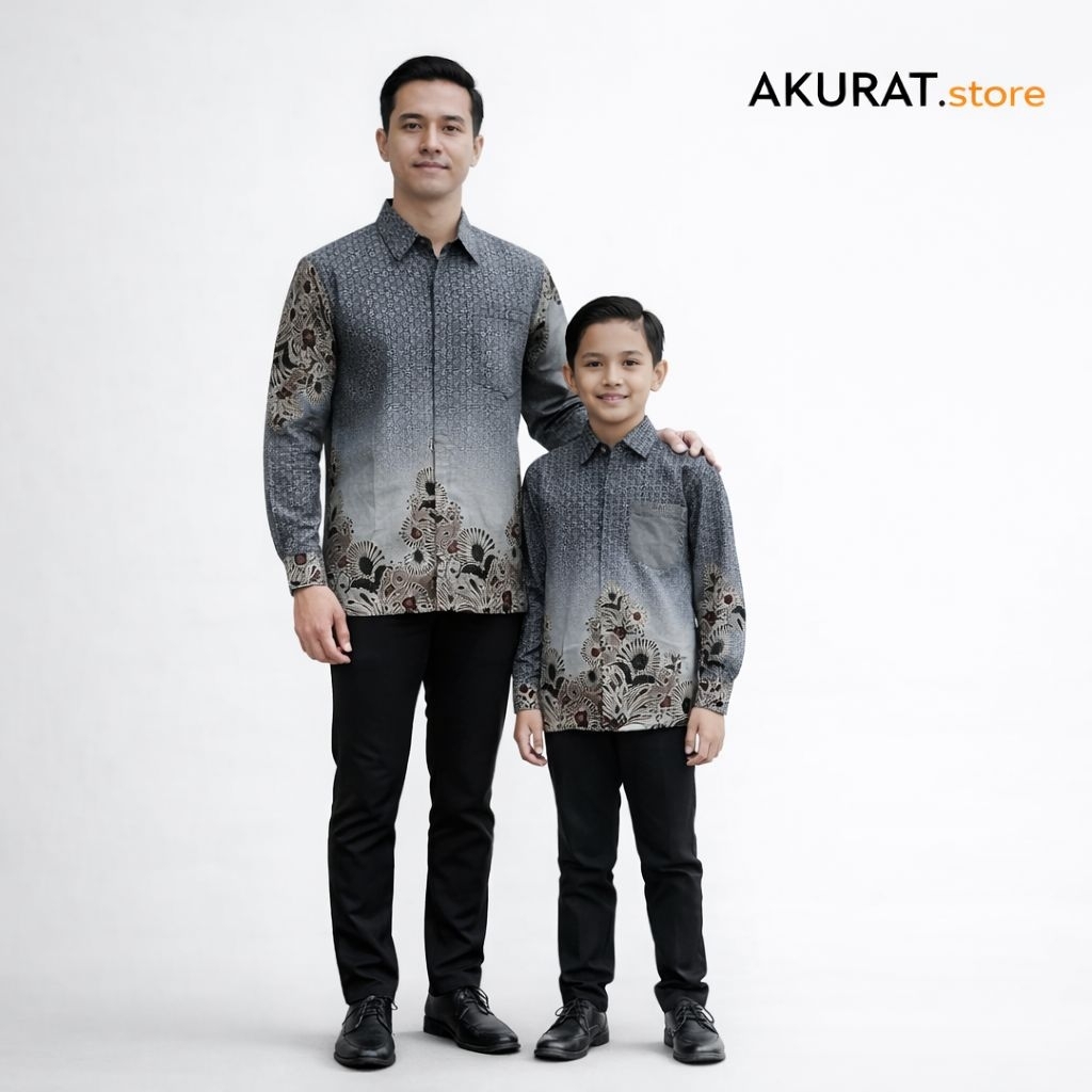 Kemeja Batik Ayah dan Anak Lengan Panjang Katun Print Import | Batik Kapel Keluarga