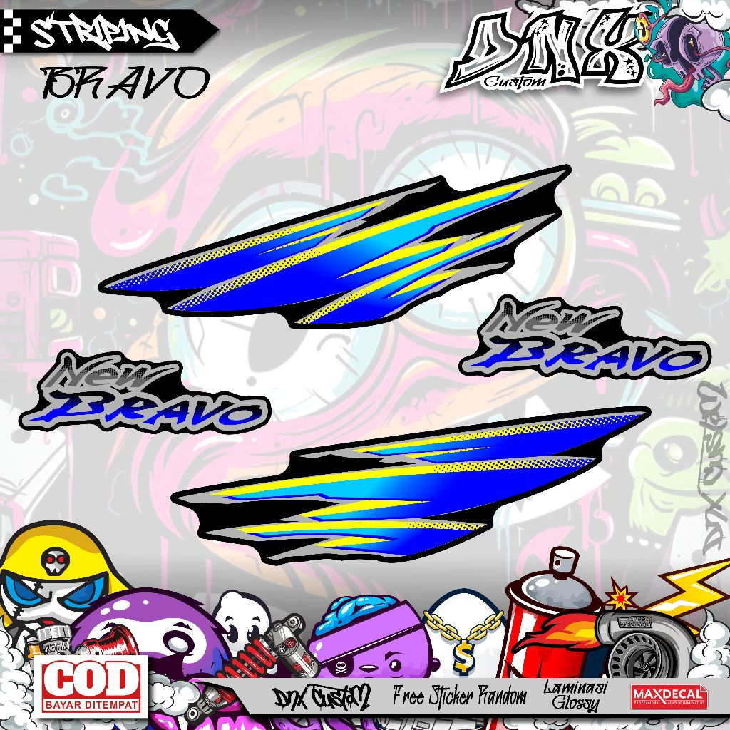 STRIPING STIKER VARIASI SUZUKI BRAVO RC 100 ORIGINAL CUSTOM KD14