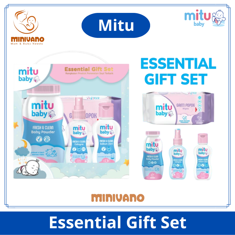 Mitu Baby Essential Gift Set - Perlengkapan Mandi Bayi & Tissue Basah - Hadiah Kado Hampers