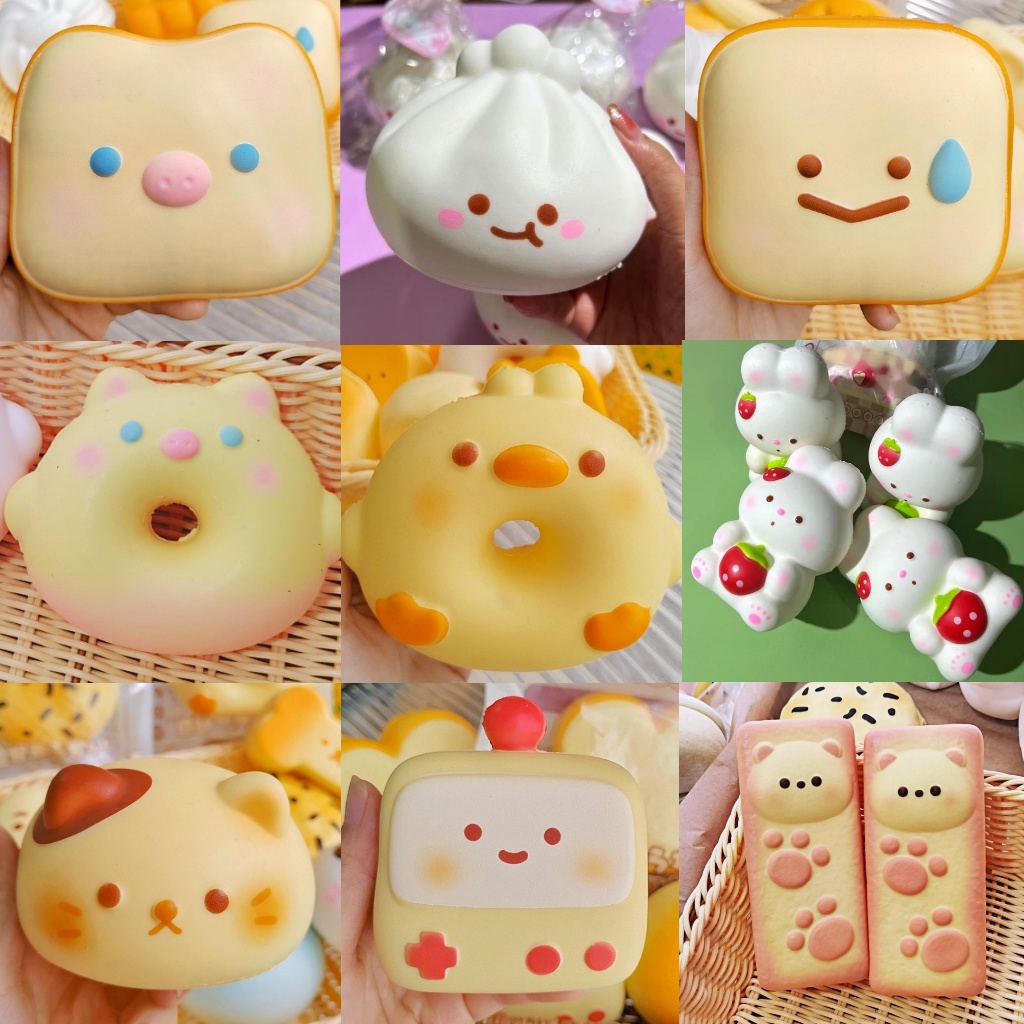 Squishy Hachimi Licensed Gamebot Gameboy Calico Cat Donat Duck Babi Pig Face Sweat Emoji Super Soft 