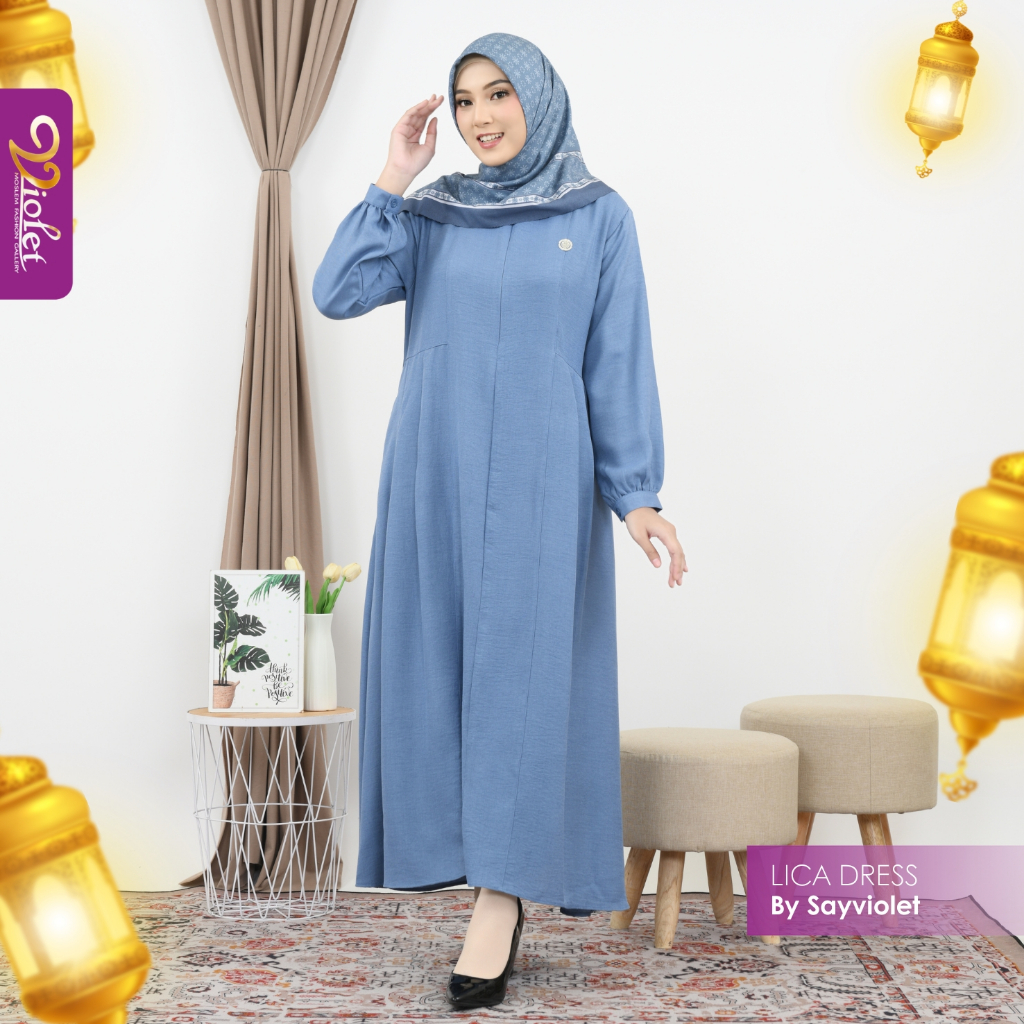 Dress Muslimah Lica - Dress Gamis Linen Muslimah Dewasa Remaja By Sayviolet - Violet Gallery