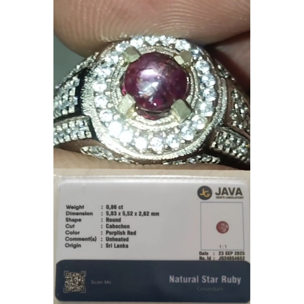 Natural (Rare item) Star Ruby Srilanka Ceylon + Memo, Kode B64