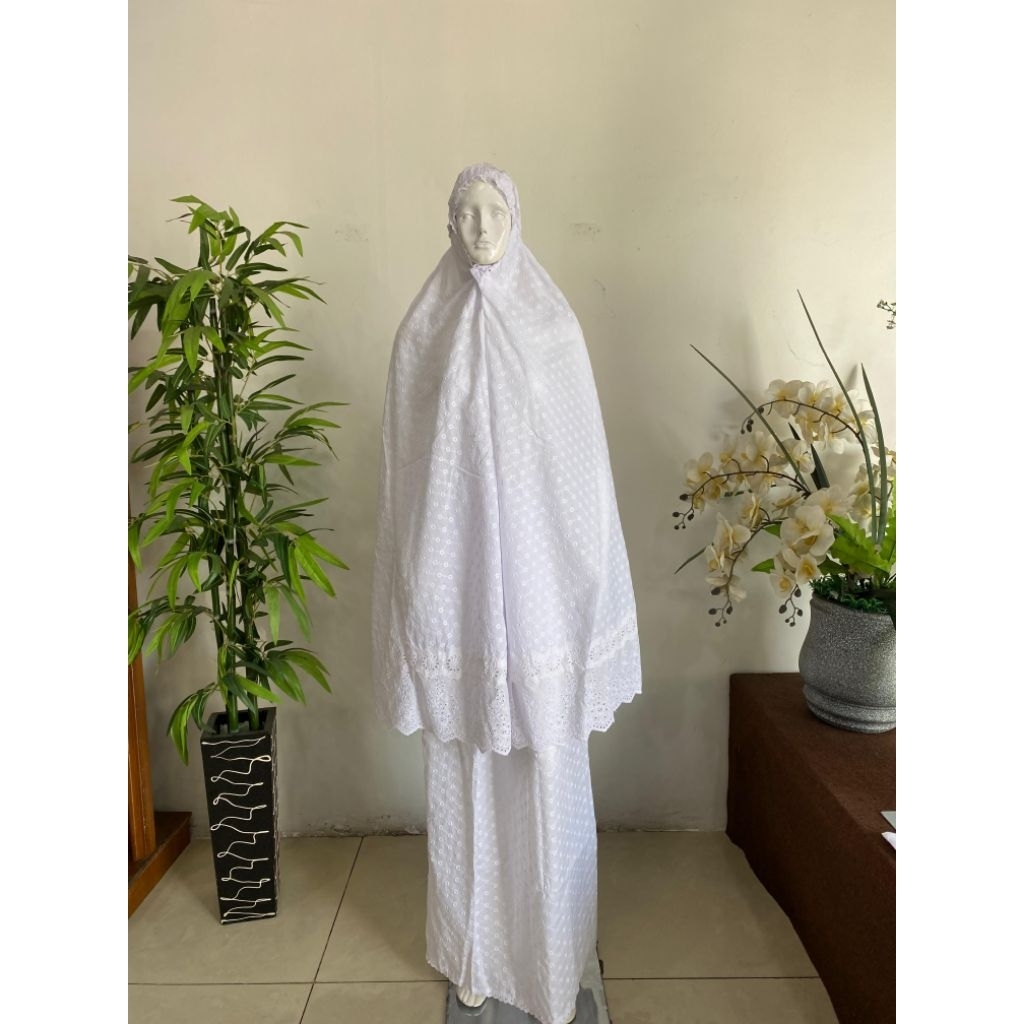 mukena bordir putih