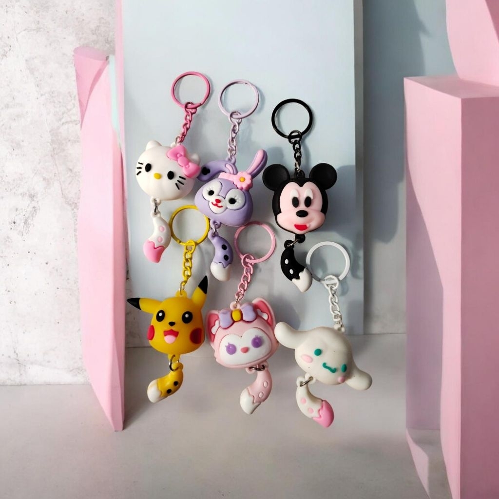 DELUNASHOP GANCI GANTUNGAN KUNCI KARAKTER PIKACHU DORA STELLA CINAMON LILO DLL/ GANCI BEREKOR/ GANTU