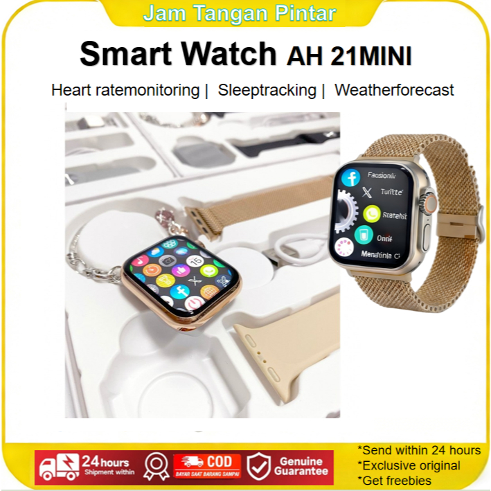 100% ORIGINAL  AH21 Paket mini Smartwatch & Gelang Pandora Gift Tahan Air Bluetooth smartwatch