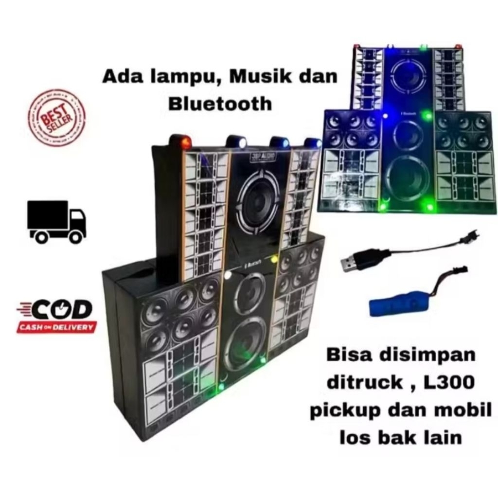 (KI 16) Mainan Anak Sound Horeg Musik Oke Gas Lampu Bluetooth Miniatur Telolet Sound Horeg Besar Vir