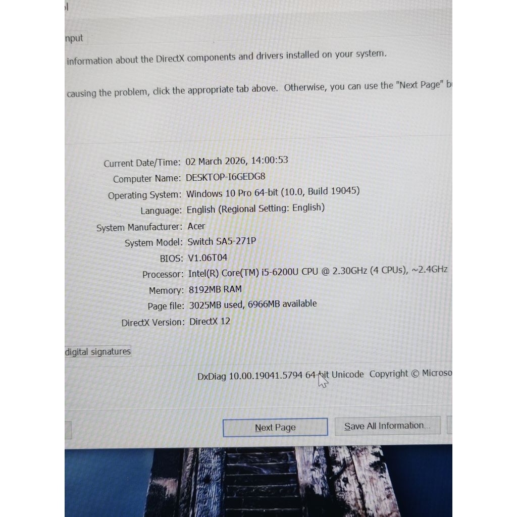 Ultrabook laptop touchscreen Acer Core I5  8/256gb Ssd layar 2K tajem bukan Amd, I7, I3 atau ryzen