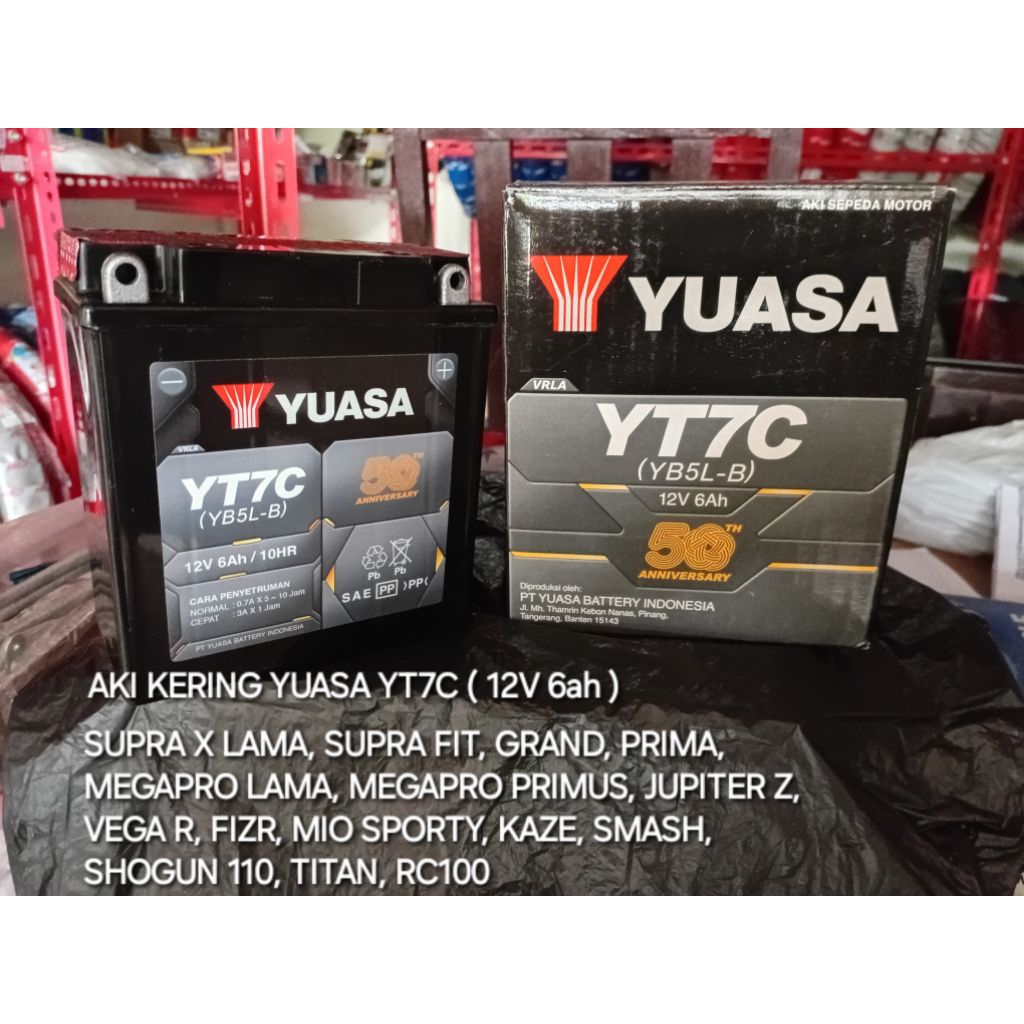 kirim instan aki kering yuasa YT7C untuk motor supra lama grand megapro hiu/primus jupiter smash