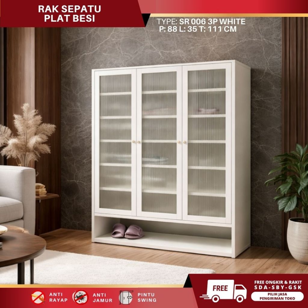 Rak Sepatu Besi Minimalis Multifungsi – Rak Sandal & Buffet Penyimpanan Modern