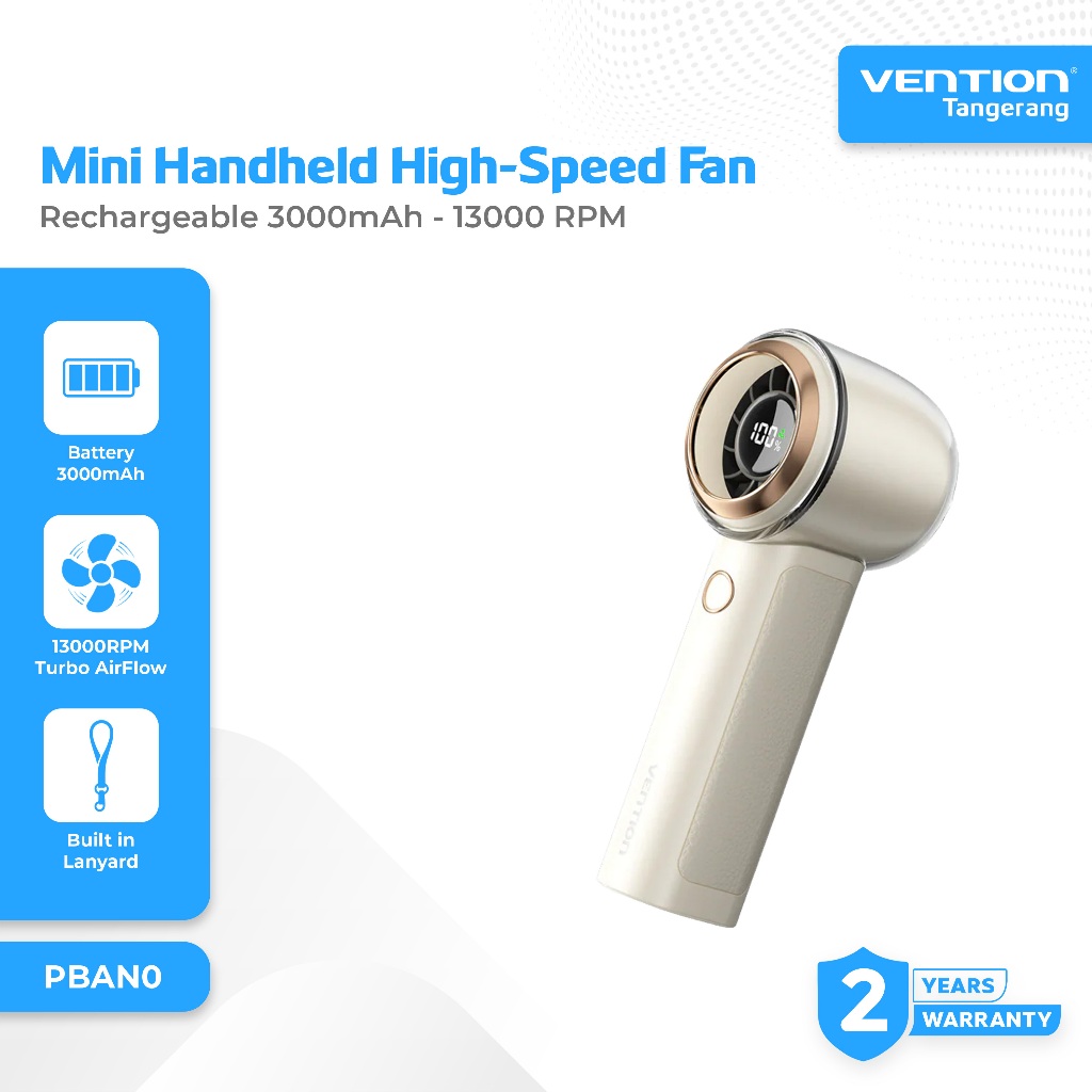 Vention Kipas Angin Portable Genggam 13000 RPM Mini Handheld High-Speed Fan Rechargeable 3000mAh LED