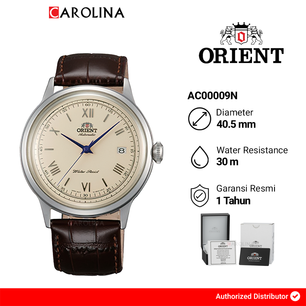 Jam Tangan Pria Orient Bambino AC00009N Cream Yellow Dial Brown Leather Strap