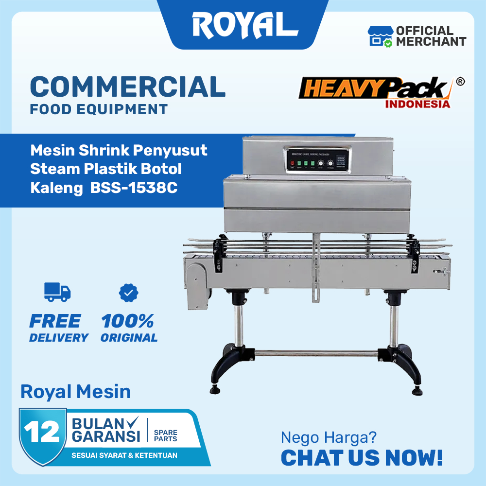 Mesin Shrink Label HEAVYPACK Tipe BSS-1538 | Sistem Steaming untuk Botol