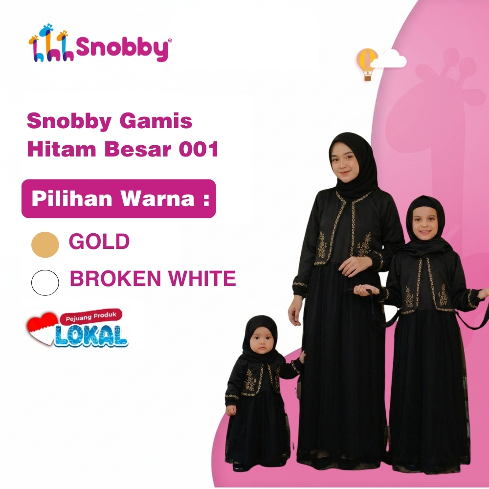 Snobby Apparel Gamis Sarimbit Perempuan Hitam – Dress MuslimToyobo Tille Premium