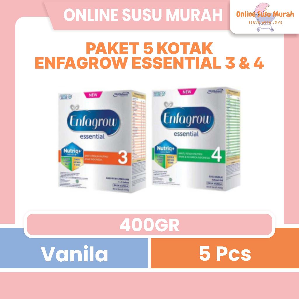 ENFAGROW ESSENTIAL PAKET 5 KOTAK TAHAP 3 DAN 4 400GR ENFA GROW 400 GR VANILA LEBIH MURAH SSKD