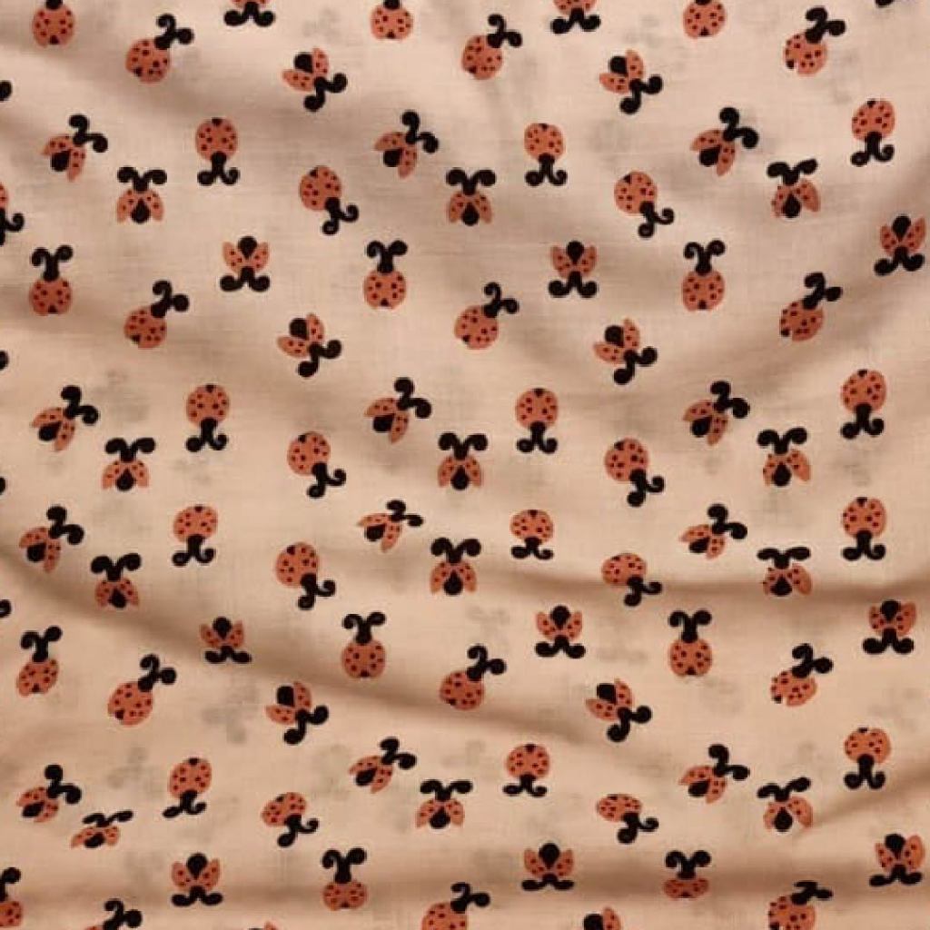 Kain Katun Motif Kumbang Koksi Predator Alami Hama Tanaman (harga per 0,5 meter)