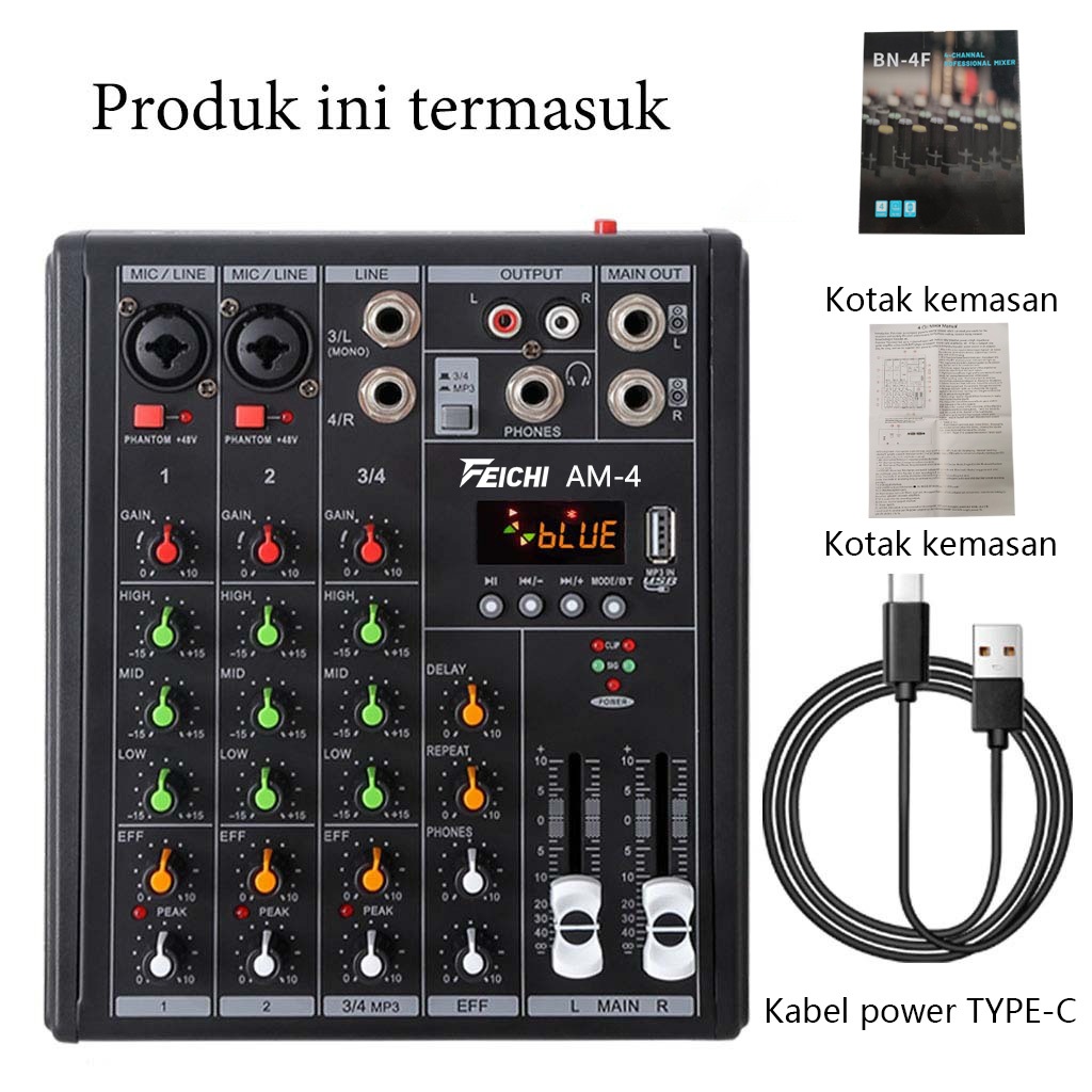 FREE Feichi 4 Channel Mixer audio/mixer mini/Sound Card/Amplifier Mini profesional /Soundcard mikser